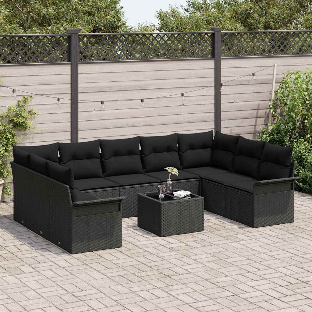 Tuin Sofa Set met opslag 10 pcs Beige poly rattan is nu te koop bij PeponiXL, paradijselijk wonen!