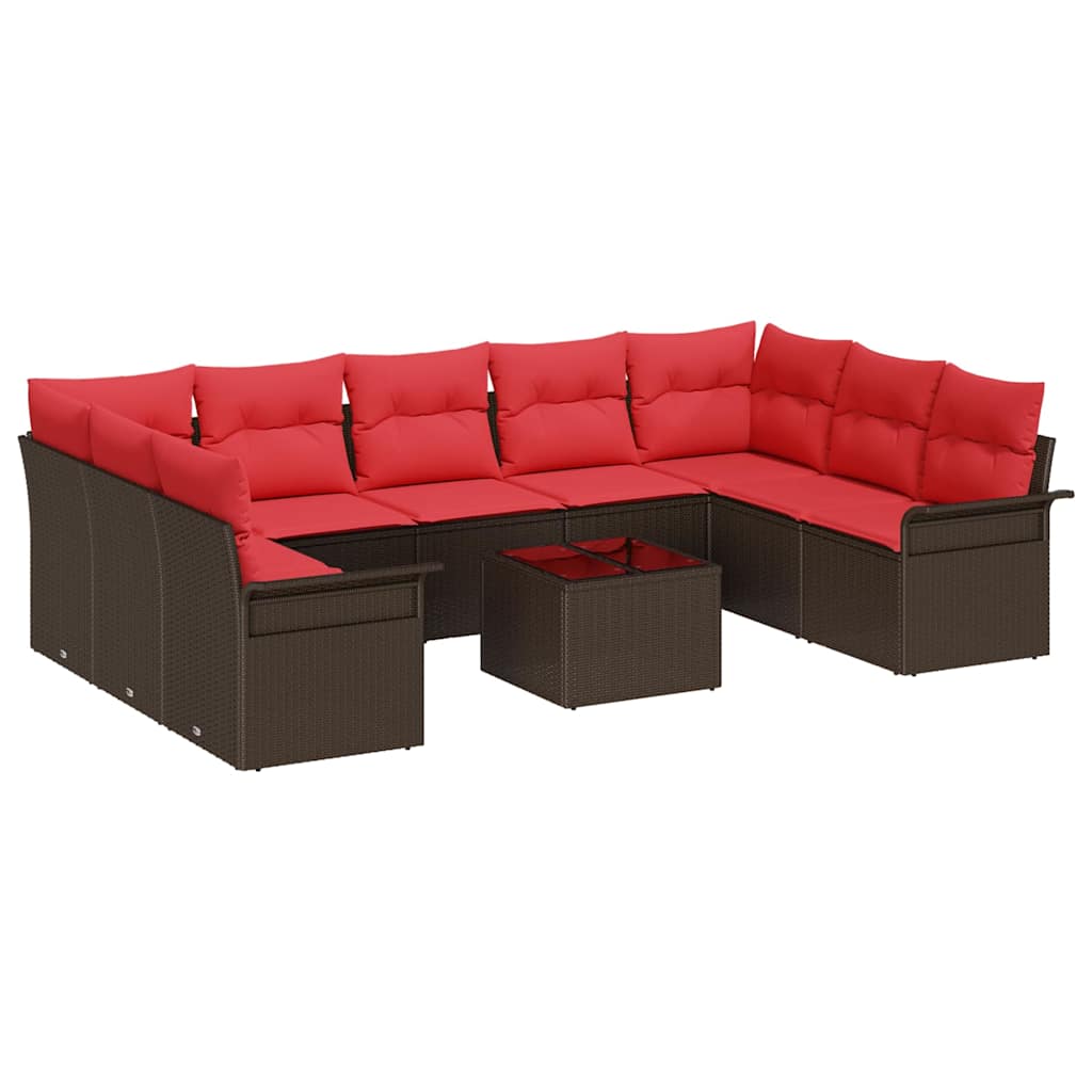 Tuin Sofa Set met kussen met opslag 10 pcs Bruin Poly riet is nu te koop bij PeponiXL, paradijselijk wonen!