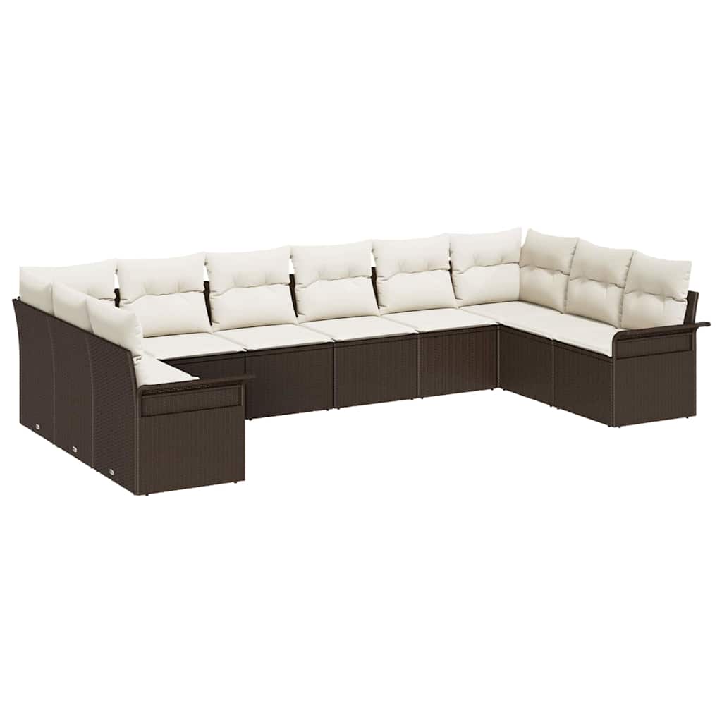 Tuin Sofa Set met opslag 10 pcs Bruin poly rattan is nu te koop bij PeponiXL, paradijselijk wonen!