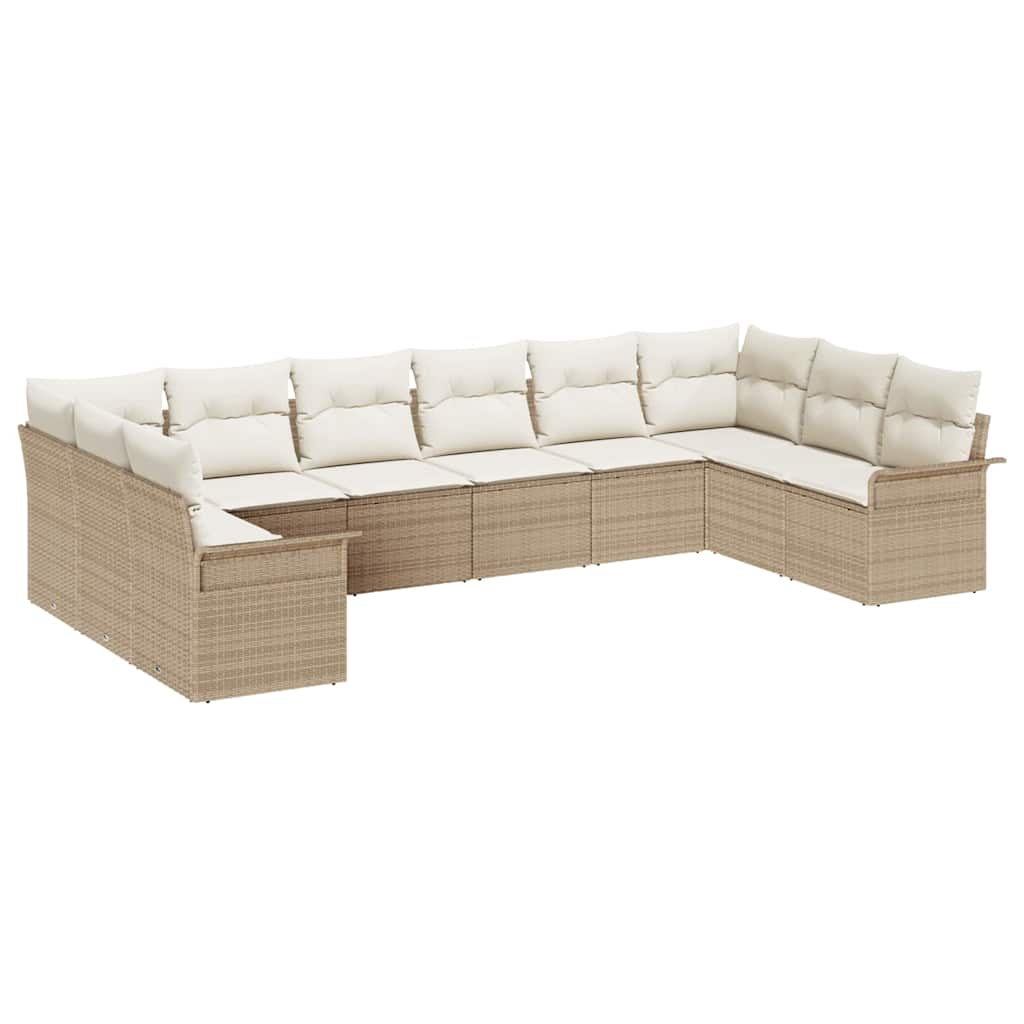 Tuin Sofa Set met opslag 10 pcs Beige poly rattan is nu te koop bij PeponiXL, paradijselijk wonen!