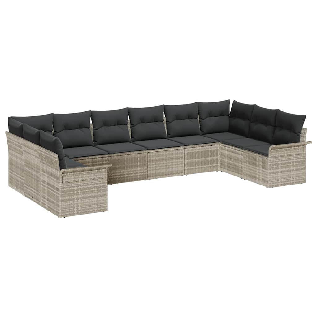 Tuin Sofa Set met opslag 10 pcs Lichtgrijs poly rattan is nu te koop bij PeponiXL, paradijselijk wonen!
