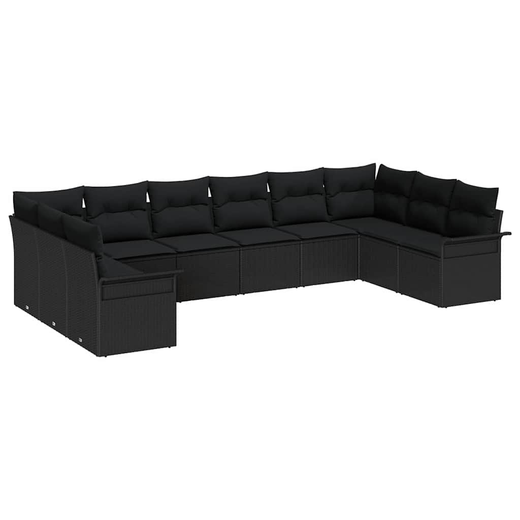 Tuin Sofa Set met opslag 10 pcs Zwart poly rattan is nu te koop bij PeponiXL, paradijselijk wonen!