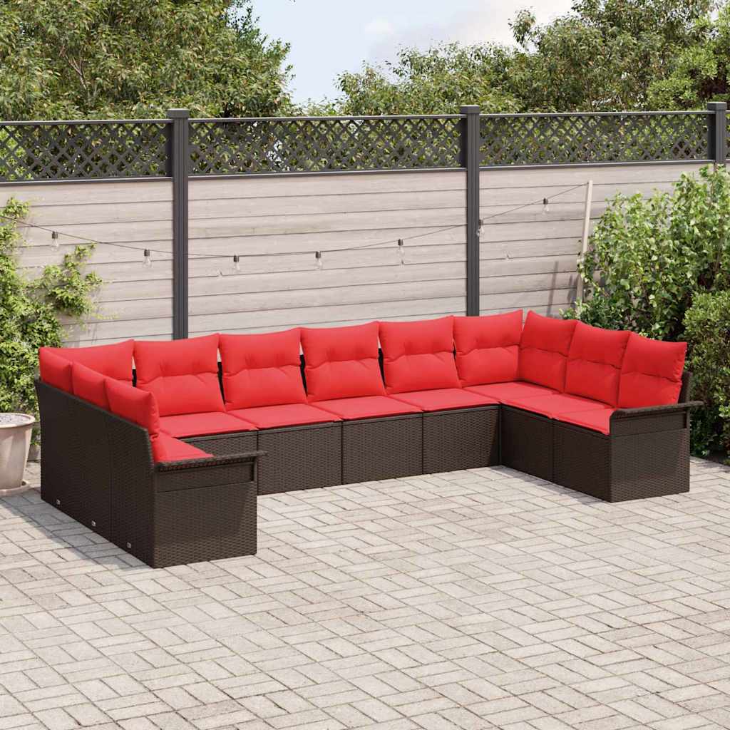 Tuin Sofa Set met opslag 10 pcs Beige poly rattan is nu te koop bij PeponiXL, paradijselijk wonen!