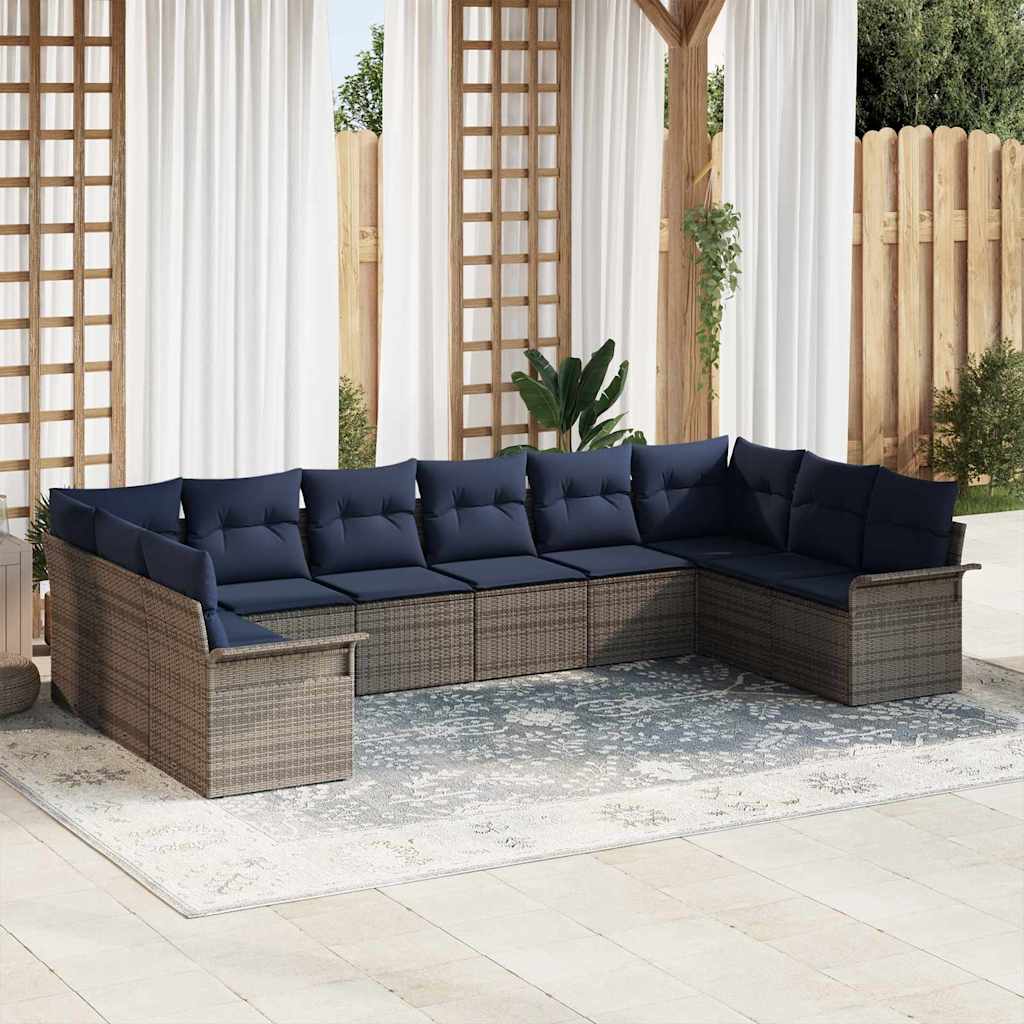 Tuin Sofa Set met opslag 10 pcs Lichtgrijs poly rattan is nu te koop bij PeponiXL, paradijselijk wonen!