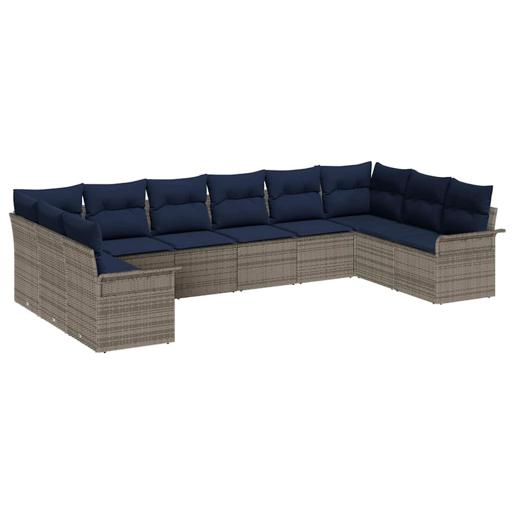 Tuin Sofa Set met opslag 10 pcs Lichtgrijs poly rattan is nu te koop bij PeponiXL, paradijselijk wonen!