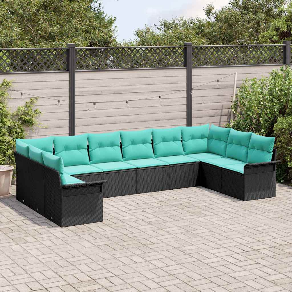 Tuin Sofa Set met opslag 10 pcs Zwart poly rattan is nu te koop bij PeponiXL, paradijselijk wonen!