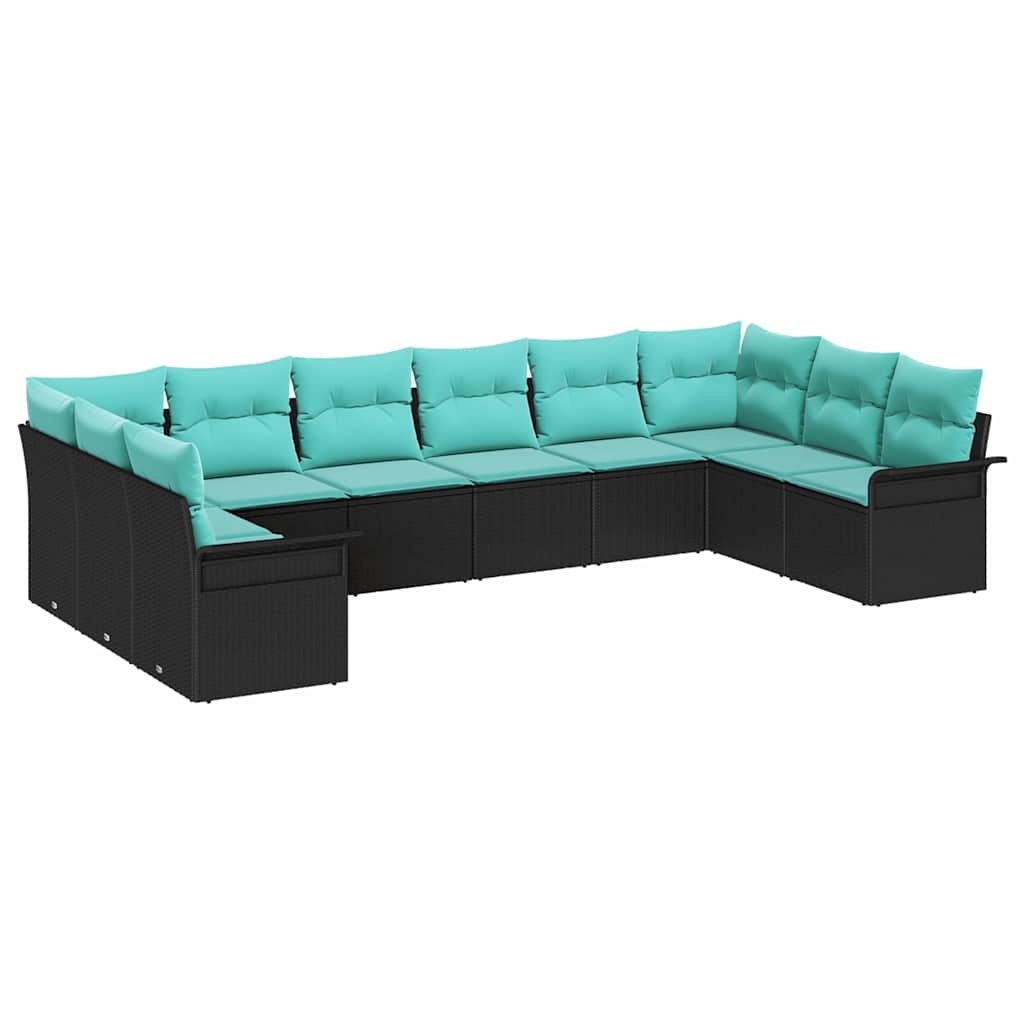 Tuin Sofa Set met opslag 10 pcs Zwart poly rattan is nu te koop bij PeponiXL, paradijselijk wonen!