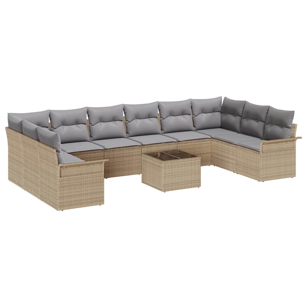 Tuin Sofa Set met opslag 11 pcs Zwart poly rattan is nu te koop bij PeponiXL, paradijselijk wonen!