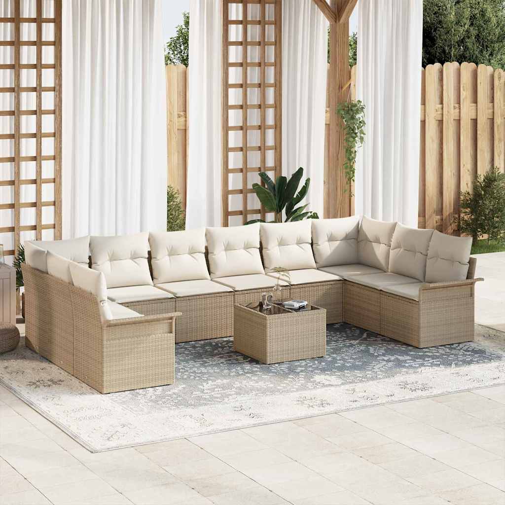 Tuin Sofa Set met opslag 11 pcs Bruin poly rattan is nu te koop bij PeponiXL, paradijselijk wonen!