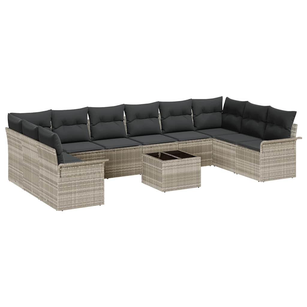 Tuin Sofa Set met kussen met opslag 11 pcs Grijs Poly riet is nu te koop bij PeponiXL, paradijselijk wonen!