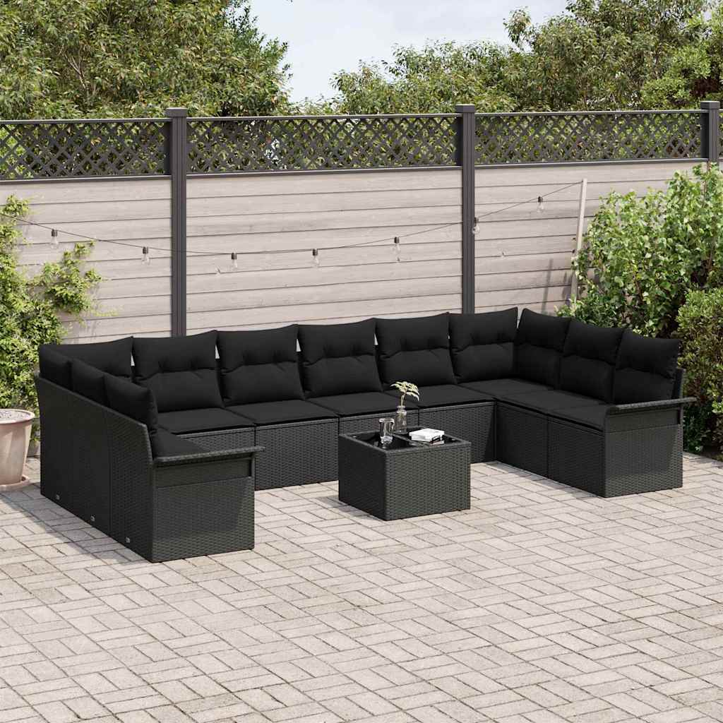 Tuin Sofa Set met kussen met opslag 11 pcs Beige Poly riet is nu te koop bij PeponiXL, paradijselijk wonen!