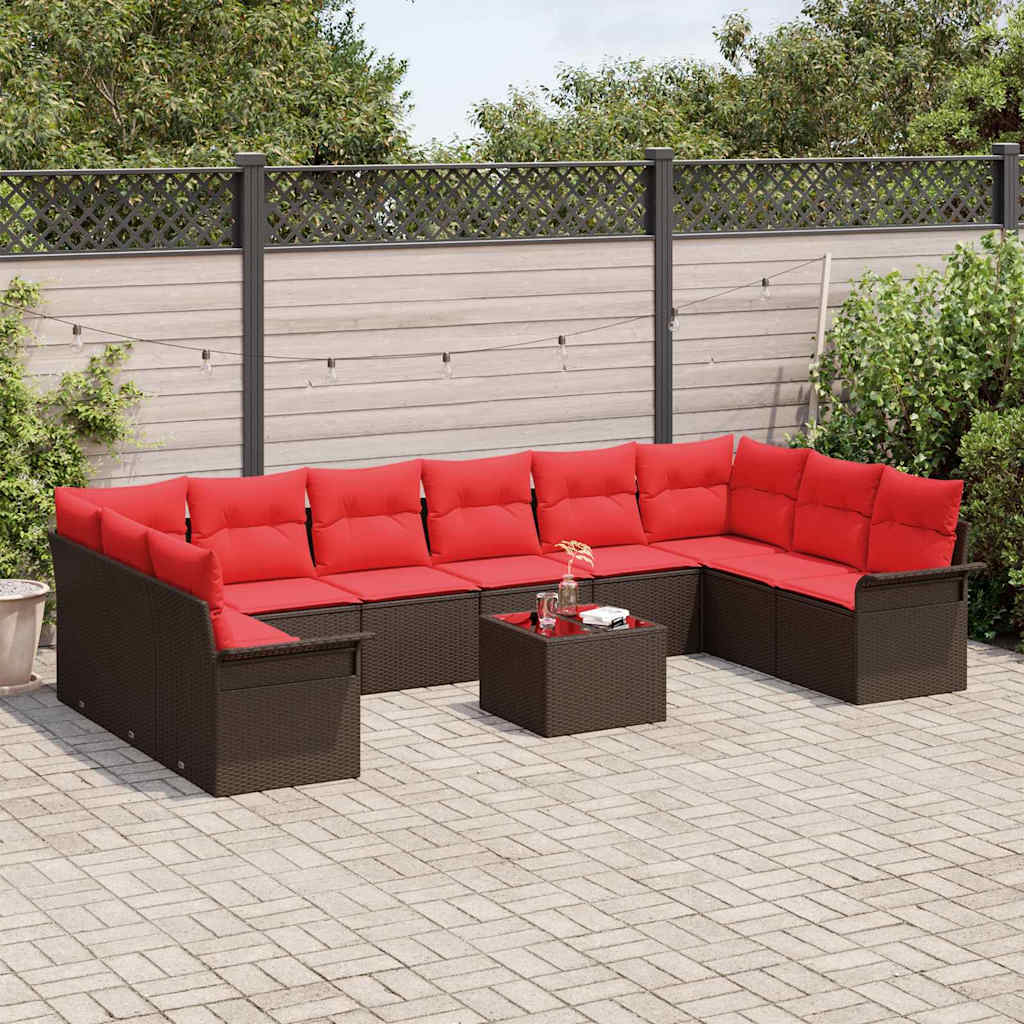 Tuin Sofa Set met opslag 11 pcs Bruin poly rattan is nu te koop bij PeponiXL, paradijselijk wonen!