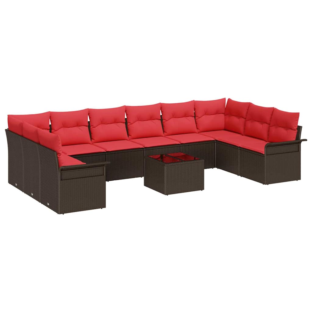 Tuin Sofa Set met opslag 11 pcs Bruin poly rattan is nu te koop bij PeponiXL, paradijselijk wonen!