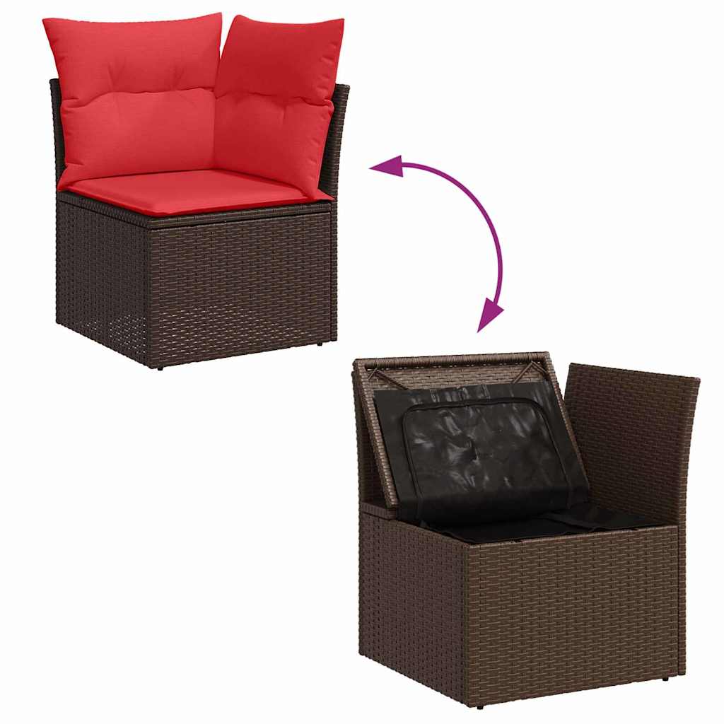 Tuin Sofa Set met opslag 11 pcs Bruin poly rattan is nu te koop bij PeponiXL, paradijselijk wonen!