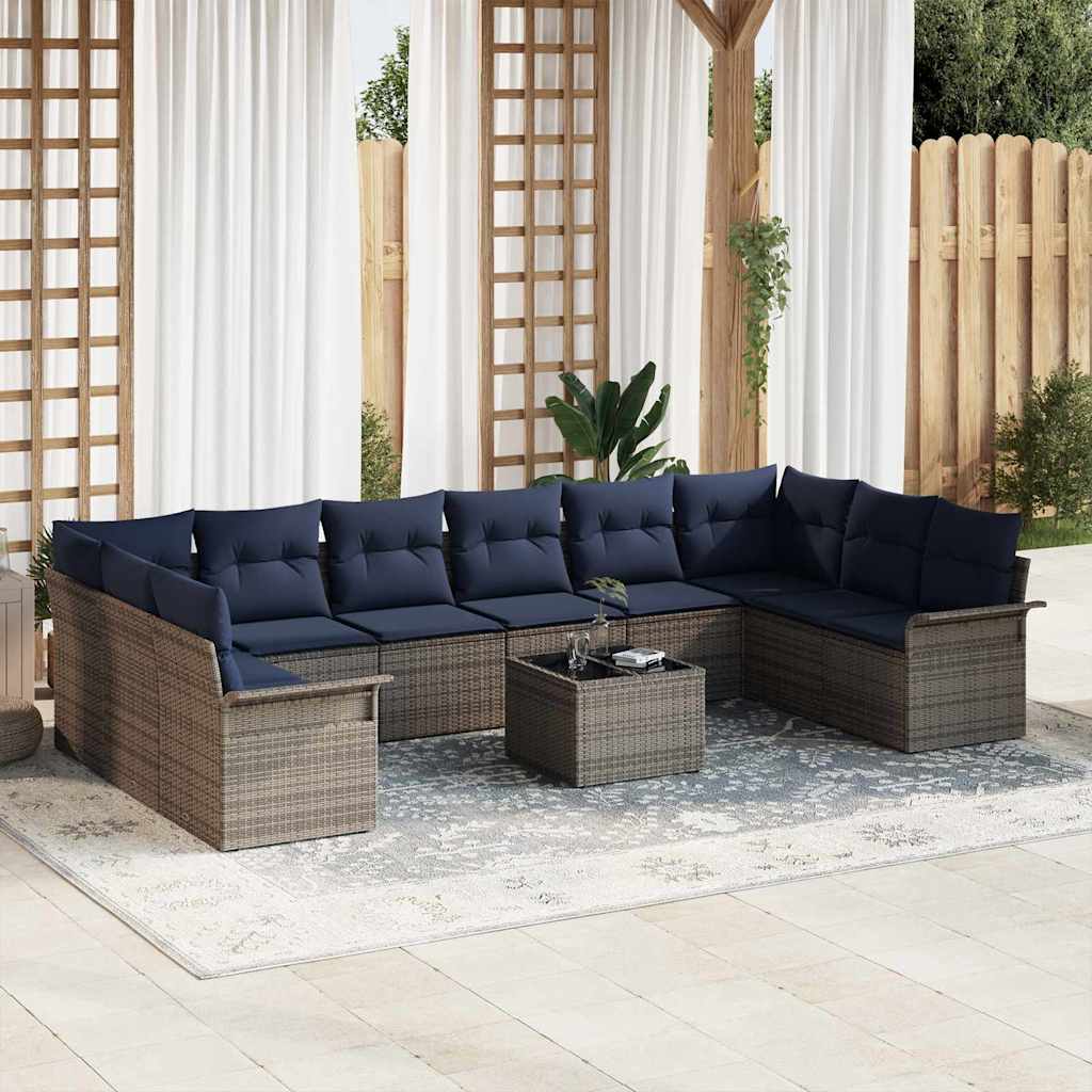 Tuin Sofa Set met opslag 11 pcs Grijs poly rattan is nu te koop bij PeponiXL, paradijselijk wonen!