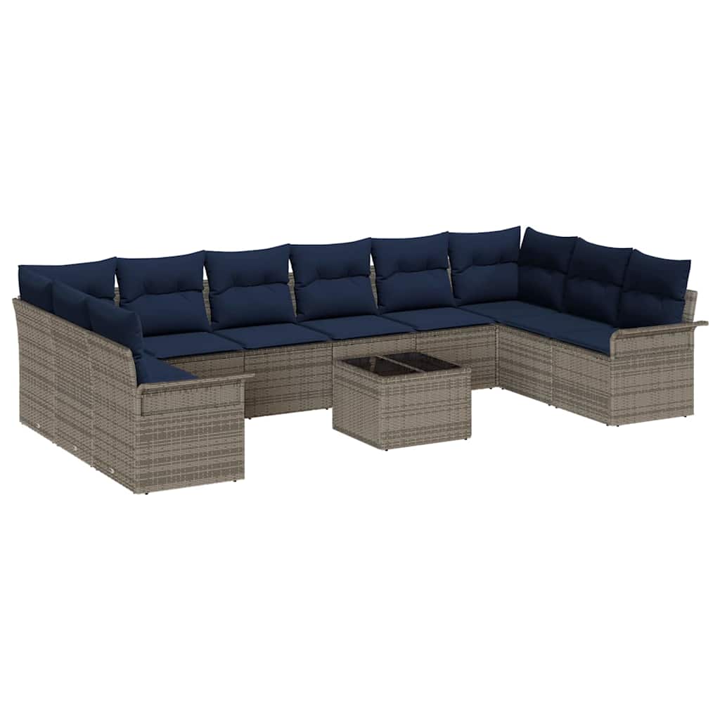 Tuin Sofa Set met opslag 11 pcs Grijs poly rattan is nu te koop bij PeponiXL, paradijselijk wonen!