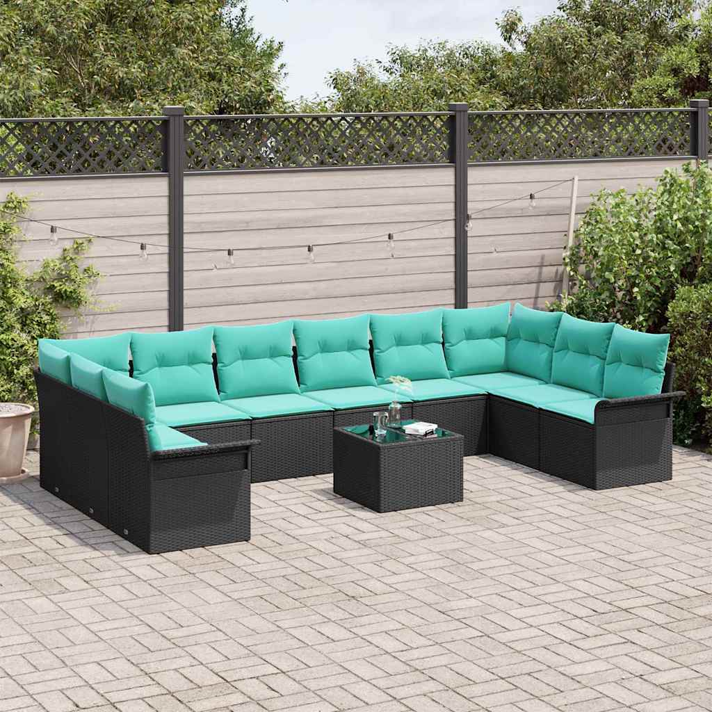 Tuin Sofa Set met opslag 11 pcs Zwart poly rattan is nu te koop bij PeponiXL, paradijselijk wonen!