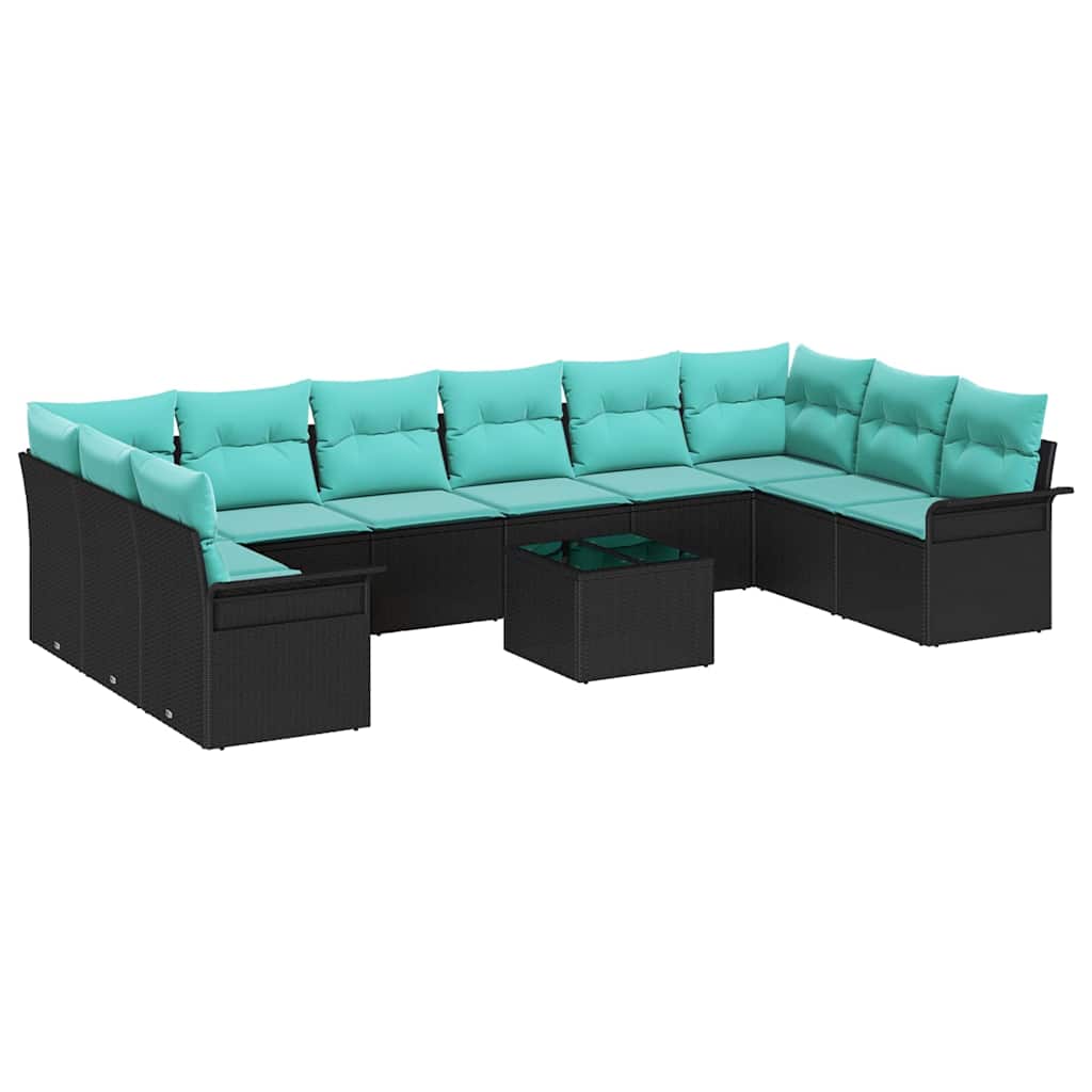Tuin Sofa Set met opslag 11 pcs Zwart poly rattan is nu te koop bij PeponiXL, paradijselijk wonen!