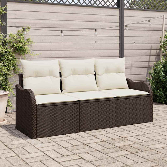 Tuin Sofa Set met opslag 3 pcs Bruin Poly riet is nu te koop bij PeponiXL, paradijselijk wonen!