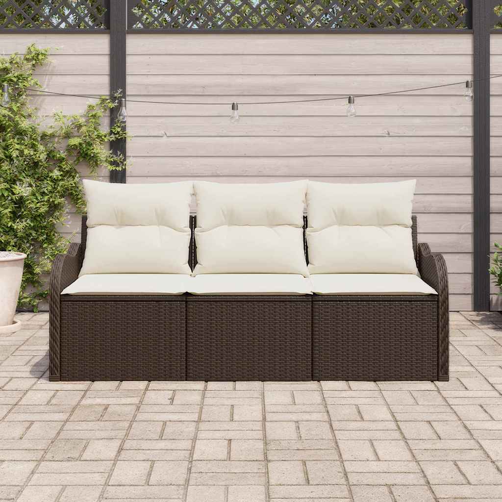 Tuin Sofa Set met opslag 3 pcs Bruin Poly riet is nu te koop bij PeponiXL, paradijselijk wonen!