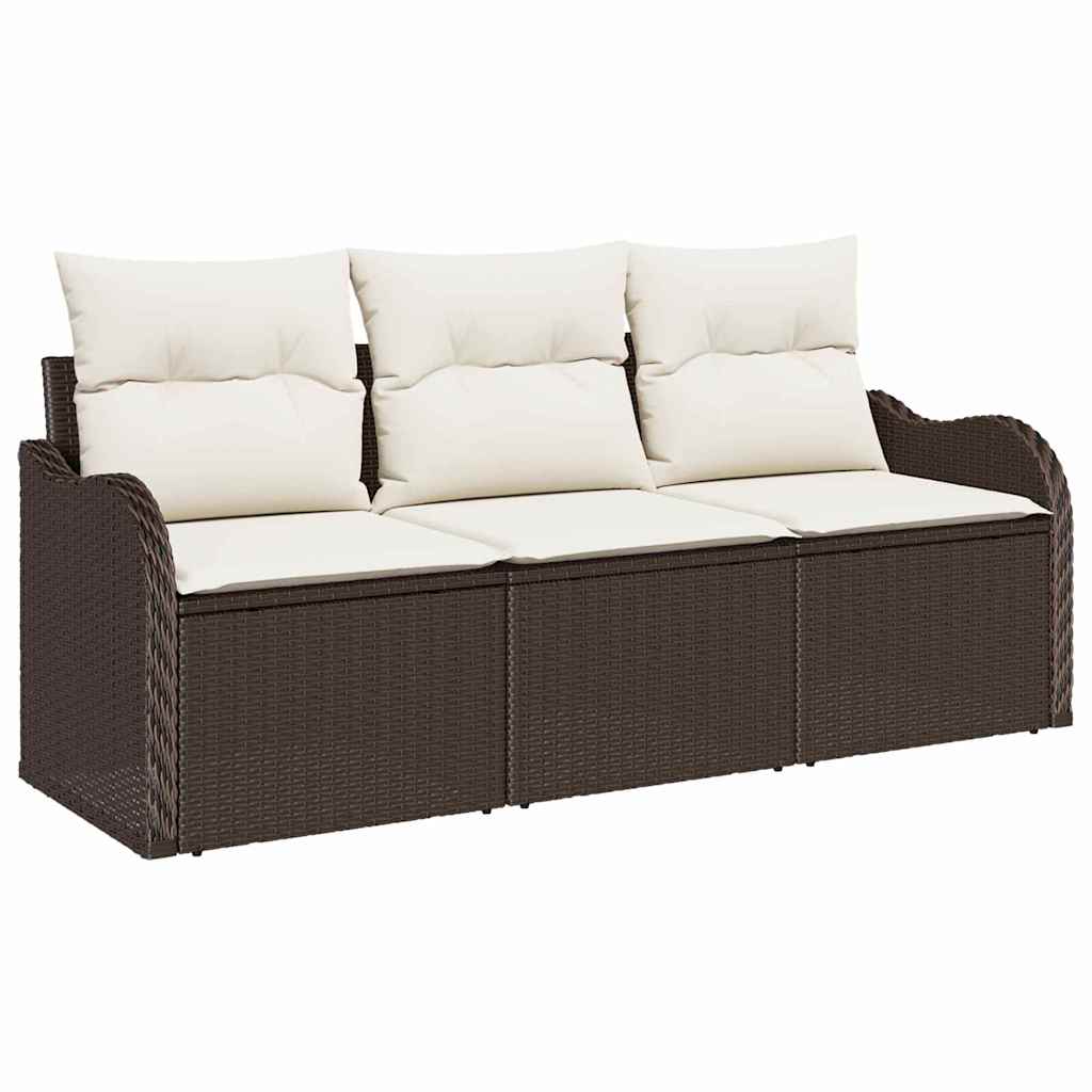 Tuin Sofa Set met opslag 3 pcs Bruin Poly riet is nu te koop bij PeponiXL, paradijselijk wonen!