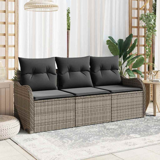 Tuin Sofa Set met opslag 3 pcs Grijs Poly riet is nu te koop bij PeponiXL, paradijselijk wonen!
