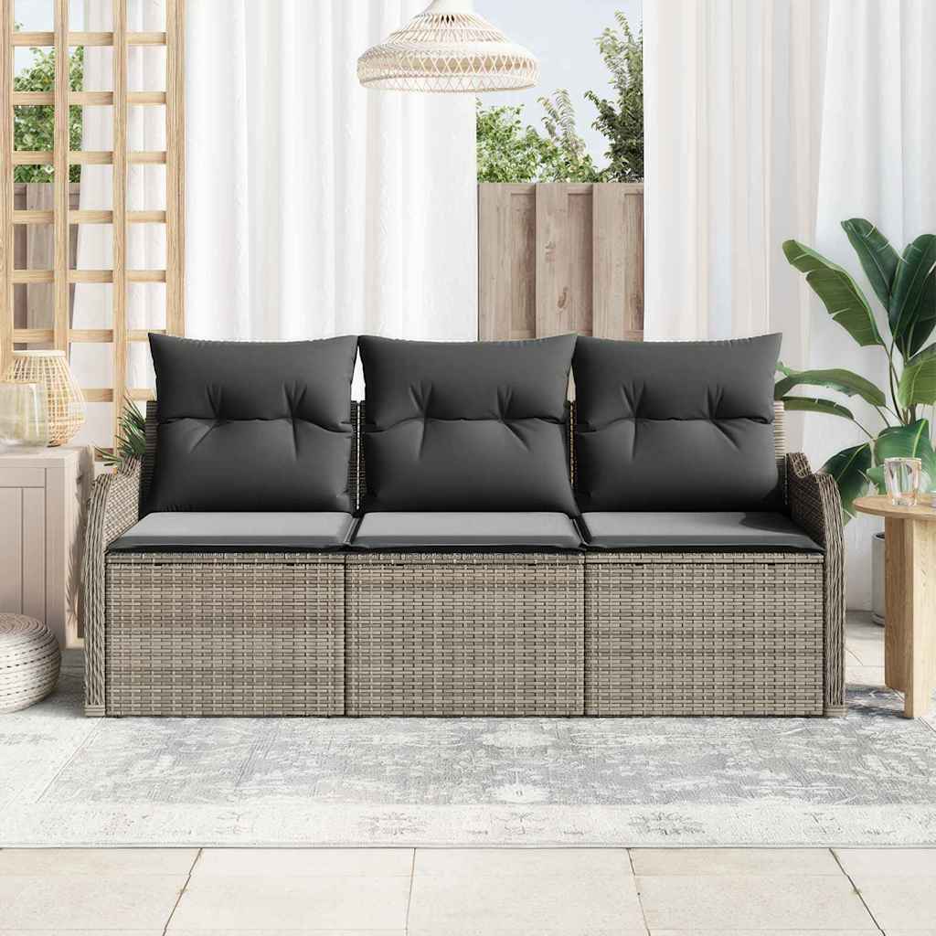 Tuin Sofa Set met opslag 3 pcs Grijs Poly riet is nu te koop bij PeponiXL, paradijselijk wonen!