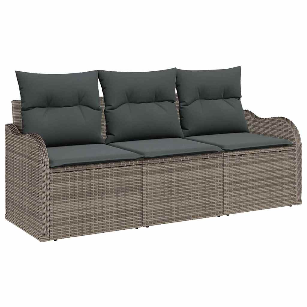 Tuin Sofa Set met opslag 3 pcs Grijs Poly riet is nu te koop bij PeponiXL, paradijselijk wonen!