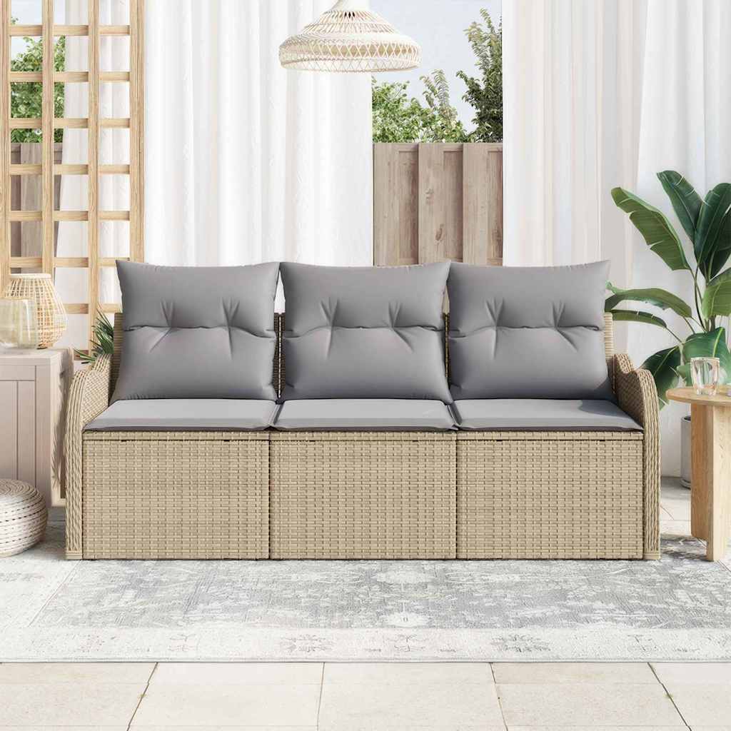 Tuin Sofa Set met opslag 3 pcs Beige Poly riet is nu te koop bij PeponiXL, paradijselijk wonen!