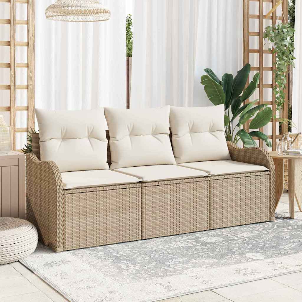 Tuin Sofa Set met opslag 3 pcs Beige Poly riet is nu te koop bij PeponiXL, paradijselijk wonen!