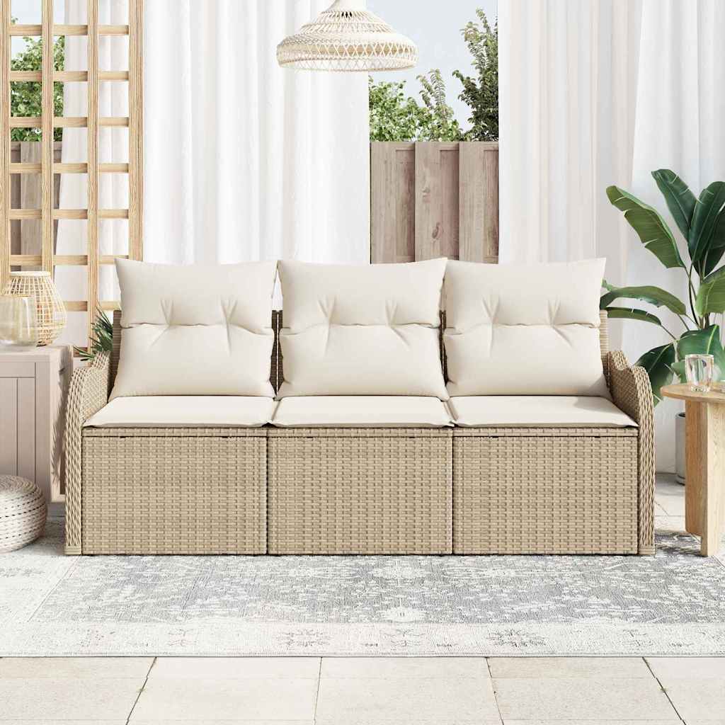 Tuin Sofa Set met opslag 3 pcs Beige Poly riet is nu te koop bij PeponiXL, paradijselijk wonen!