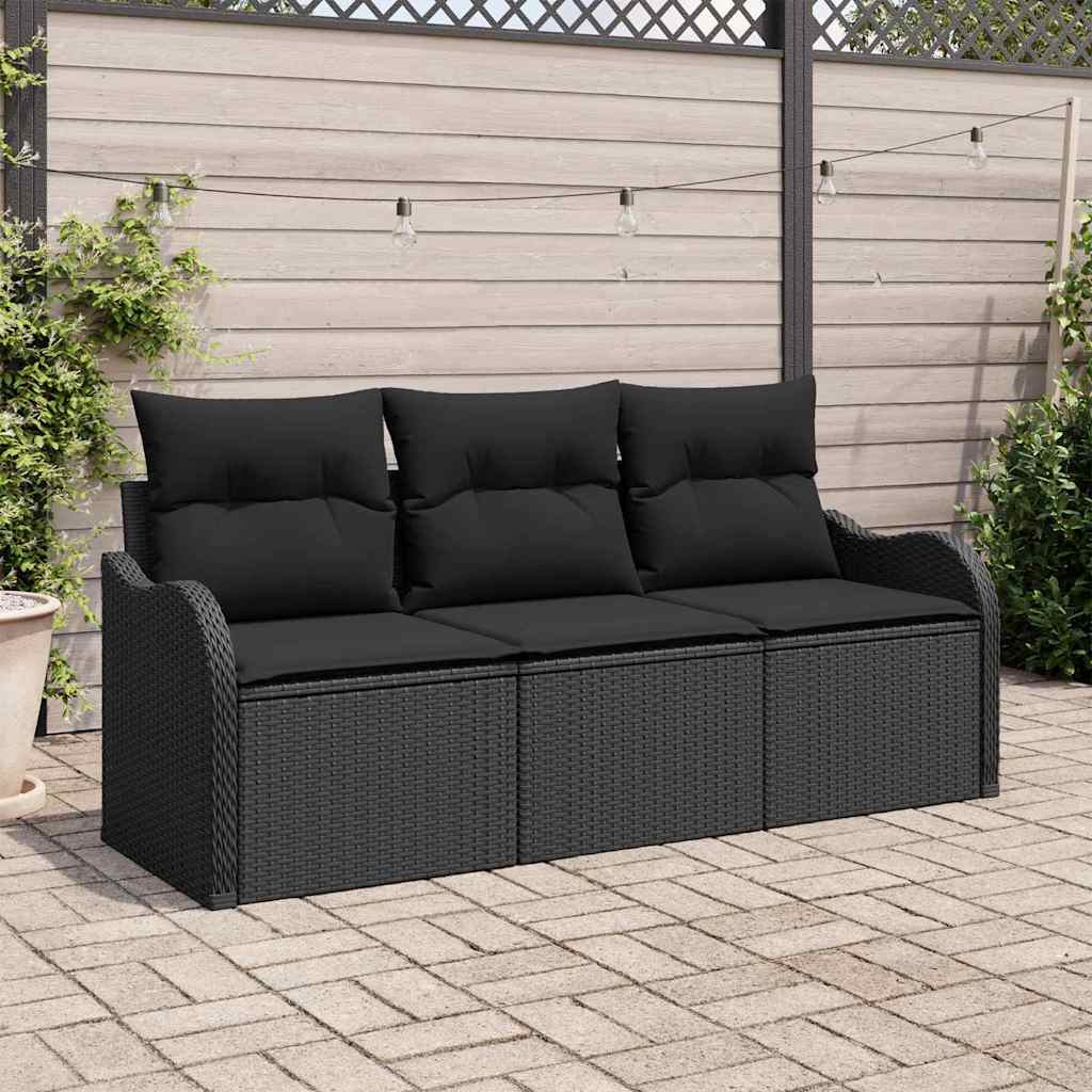 Tuin Sofa Set met opslag 3 pcs Zwart Poly riet is nu te koop bij PeponiXL, paradijselijk wonen!