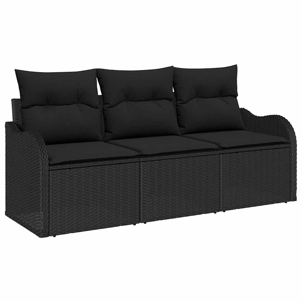 Tuin Sofa Set met opslag 3 pcs Zwart Poly riet is nu te koop bij PeponiXL, paradijselijk wonen!