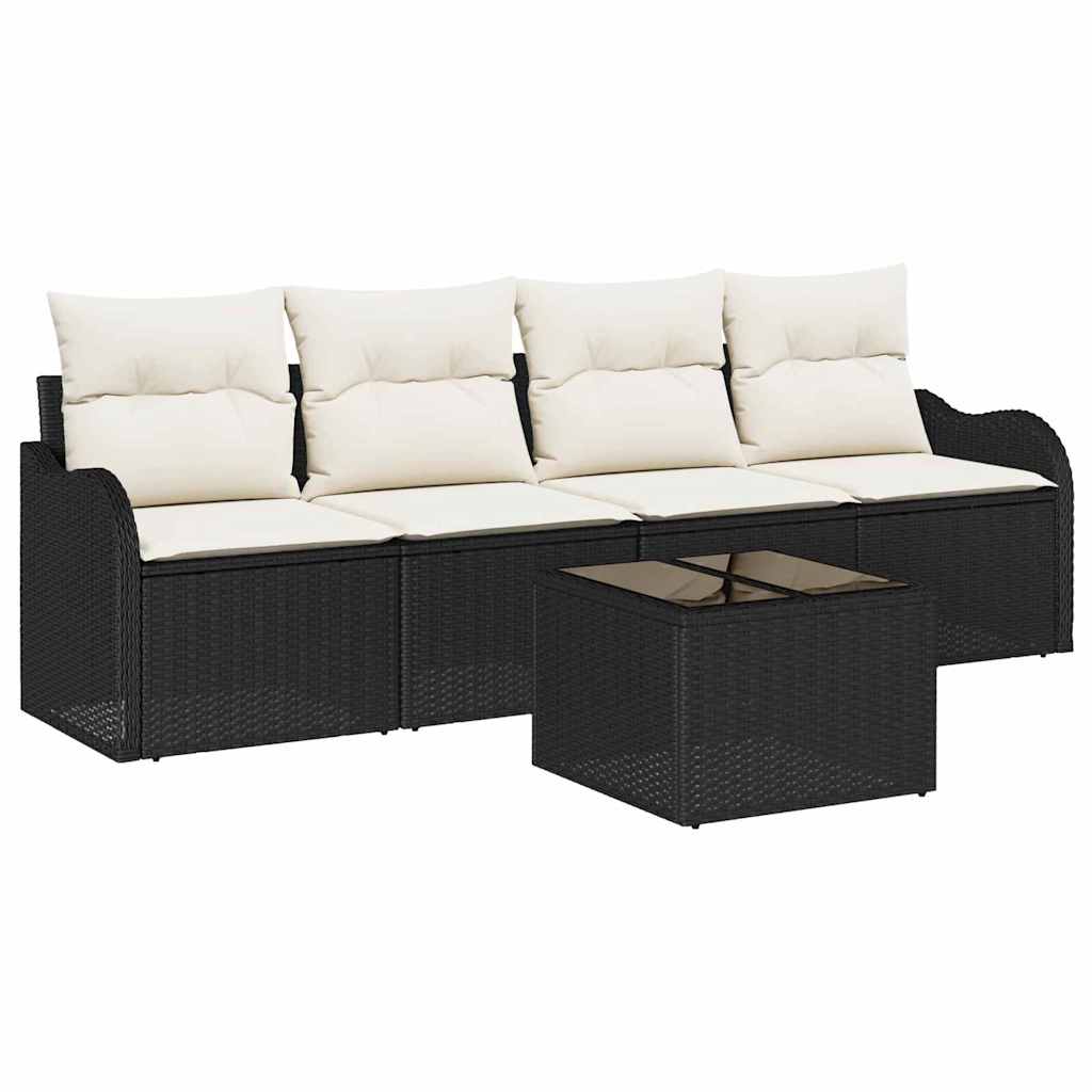 Tuin Sofa Set met opslag 5 pcs Zwart en Crème poly rattan is nu te koop bij PeponiXL, paradijselijk wonen!