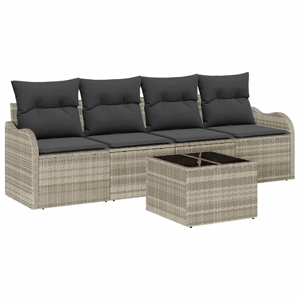 Tuin Sofa Set met kussen 5 pcs Licht Grijs en Donker Grijs is nu te koop bij PeponiXL, paradijselijk wonen!