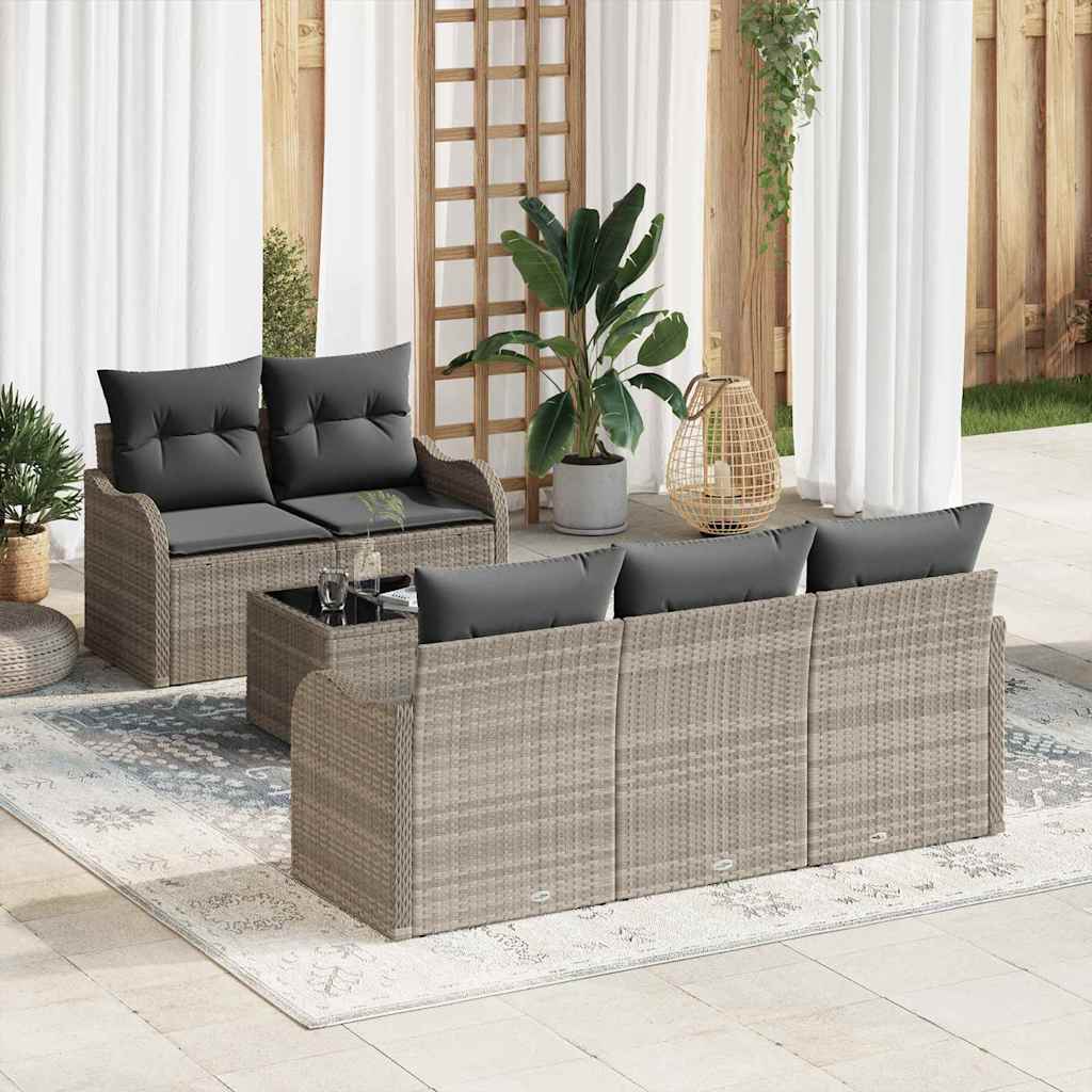 Tuin Sofa Set met kussen 6 pcs Licht Grijs en Donker Grijs is nu te koop bij PeponiXL, paradijselijk wonen!