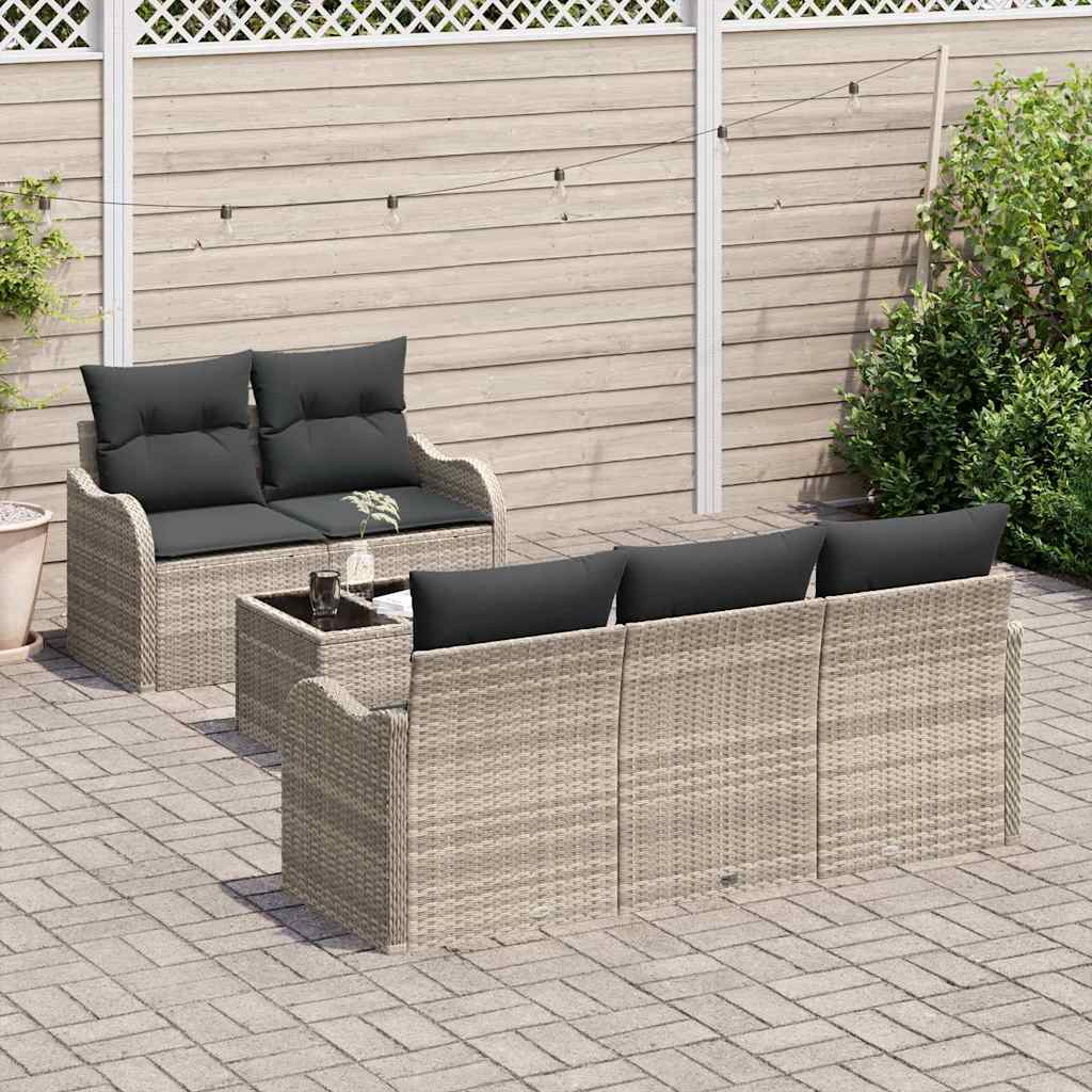 Tuin Sofa Set met kussen 6 pcs Licht Grijs en Donker Grijs is nu te koop bij PeponiXL, paradijselijk wonen!