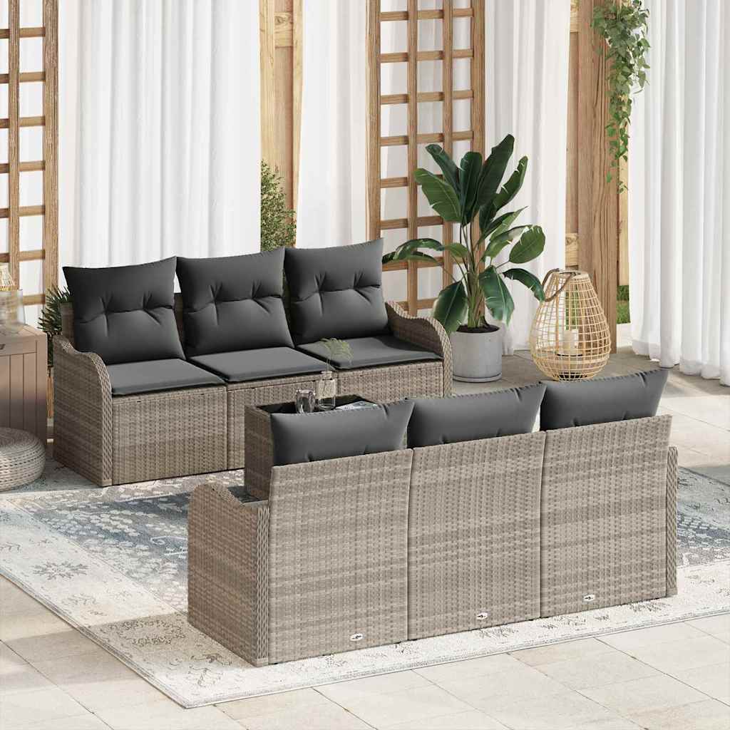 Tuin Sofa Set met kussen 7 pcs Licht Grijs en Donker Grijs is nu te koop bij PeponiXL, paradijselijk wonen!