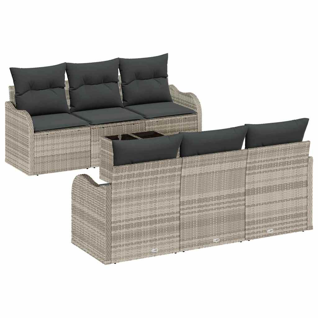 Tuin Sofa Set met kussen 7 pcs Licht Grijs en Donker Grijs is nu te koop bij PeponiXL, paradijselijk wonen!