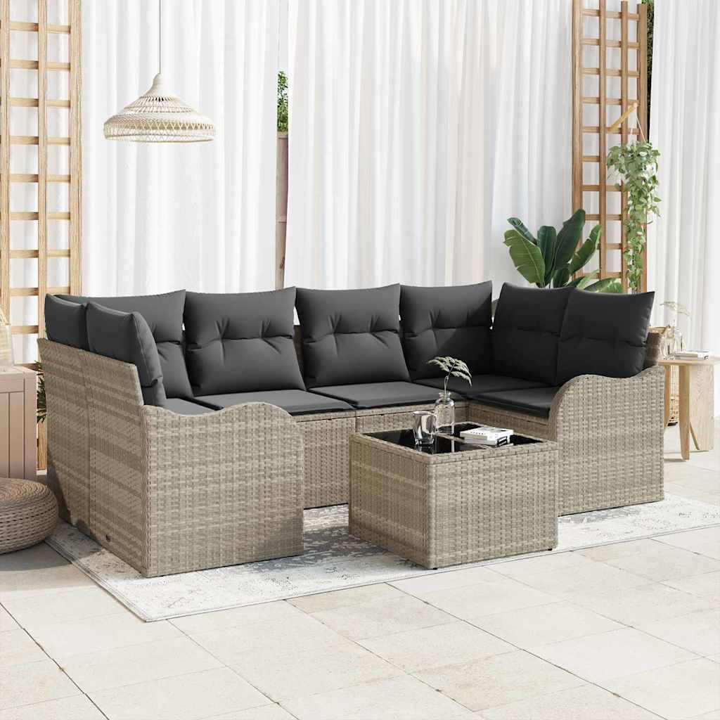 Tuin Sofa Set met kussen 7 pcs Licht Grijs en Donker Grijs is nu te koop bij PeponiXL, paradijselijk wonen!
