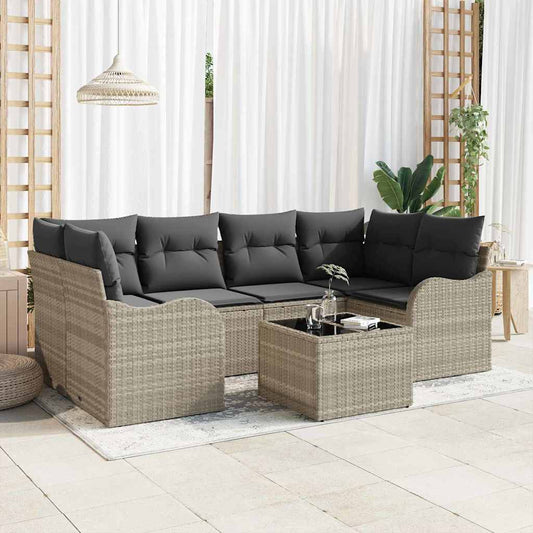 Tuin Sofa Set met kussen 7 pcs Licht Grijs en Donker Grijs is nu te koop bij PeponiXL, paradijselijk wonen!