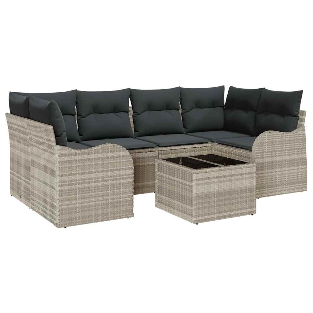 Tuin Sofa Set met kussen 7 pcs Licht Grijs en Donker Grijs is nu te koop bij PeponiXL, paradijselijk wonen!
