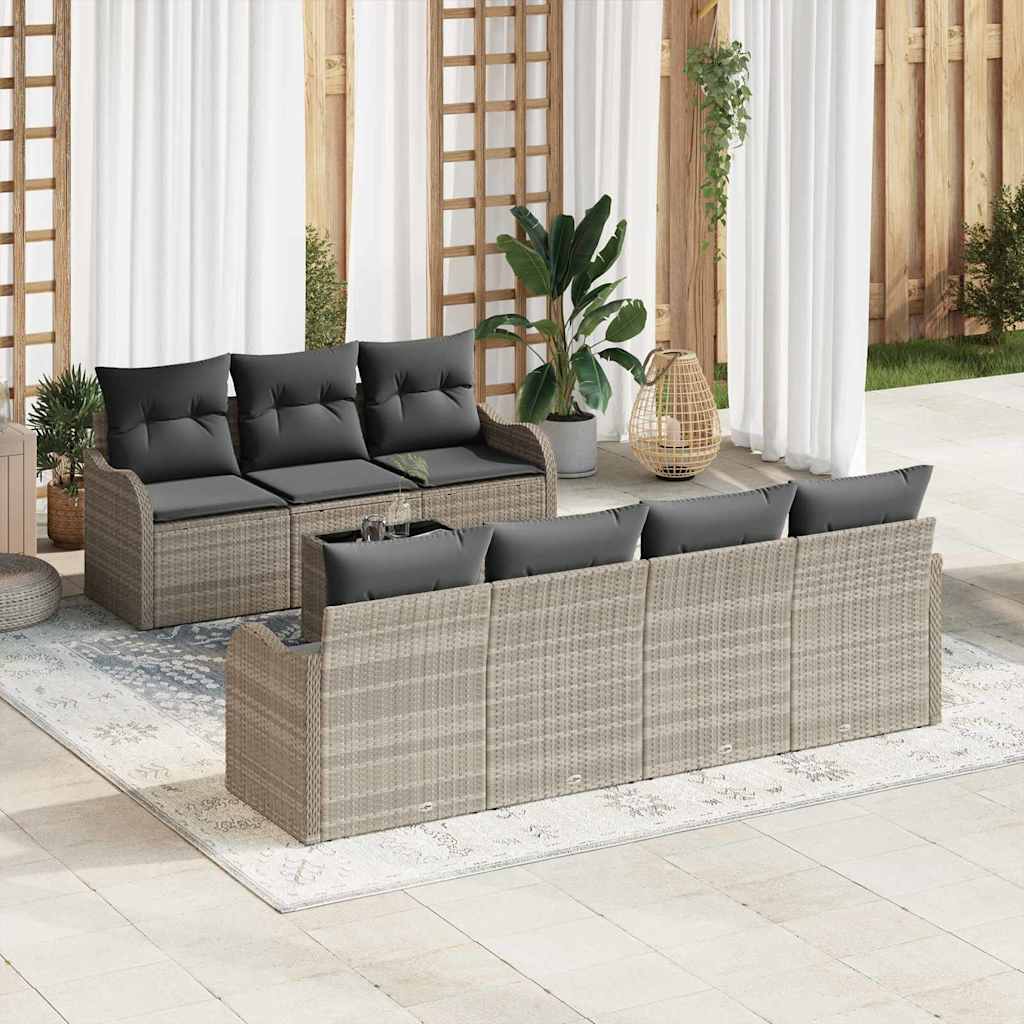 Tuin Sofa Set met kussen 8 pcs Licht Grijs en Donker Grijs is nu te koop bij PeponiXL, paradijselijk wonen!