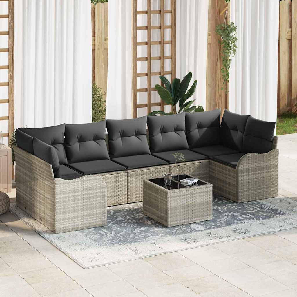 Tuin Sofa Set met kussen 8 pcs Licht Grijs en Donker Grijs is nu te koop bij PeponiXL, paradijselijk wonen!