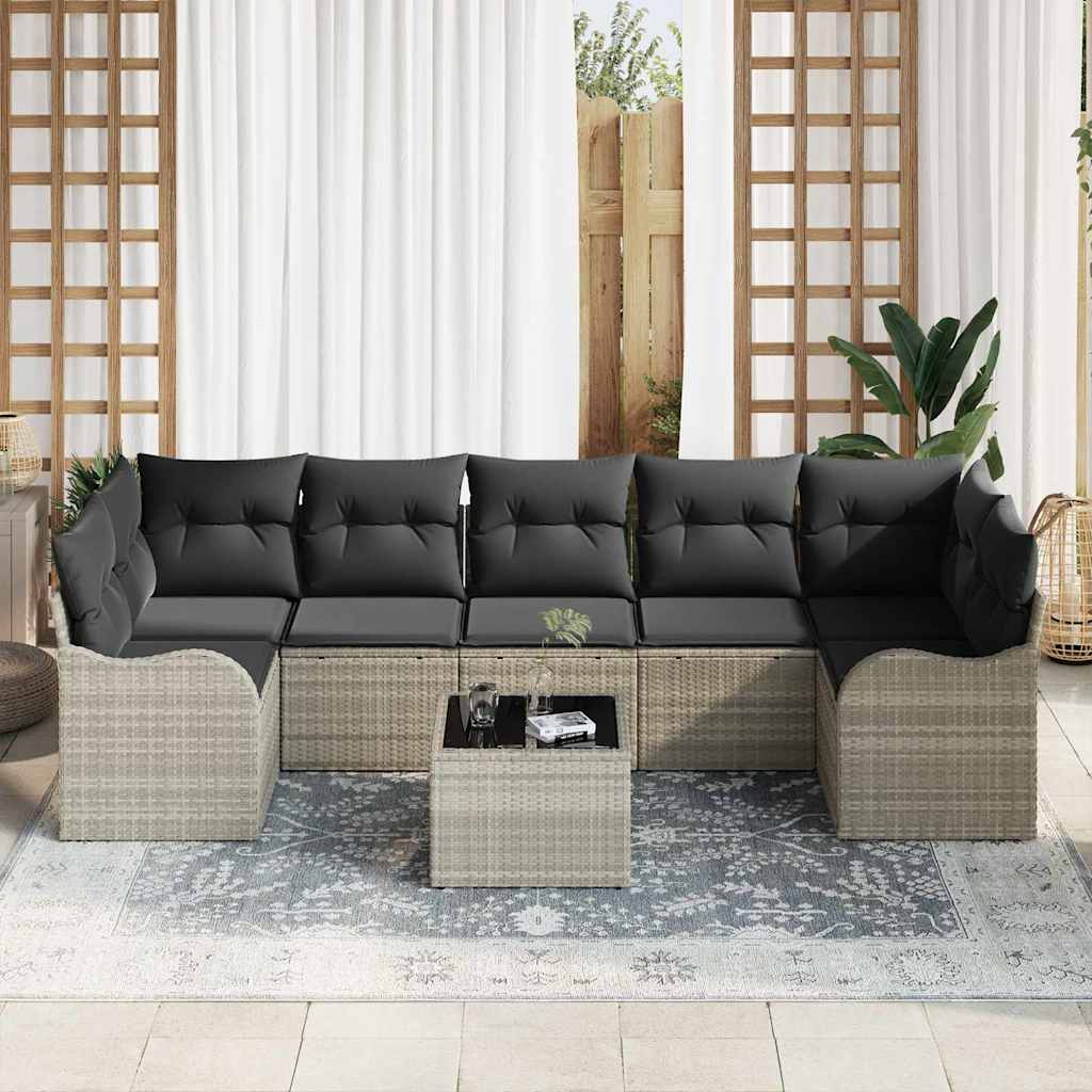Tuin Sofa Set met kussen 8 pcs Licht Grijs en Donker Grijs is nu te koop bij PeponiXL, paradijselijk wonen!