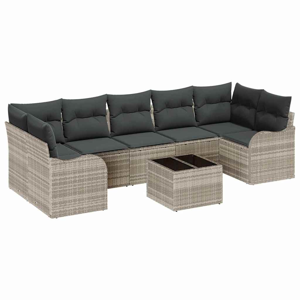 Tuin Sofa Set met kussen 8 pcs Licht Grijs en Donker Grijs is nu te koop bij PeponiXL, paradijselijk wonen!