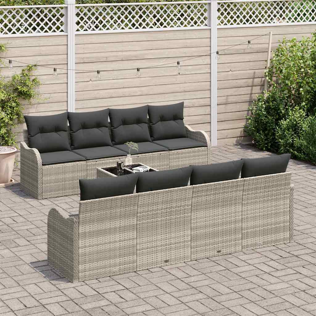 Tuin Sofa Set met kussen 9 pcs Licht Grijs en Donker Grijs is nu te koop bij PeponiXL, paradijselijk wonen!