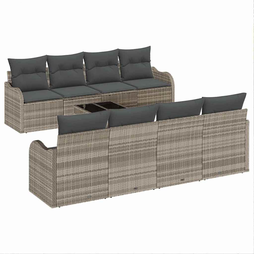 Tuin Sofa Set met kussen 9 pcs Licht Grijs en Donker Grijs is nu te koop bij PeponiXL, paradijselijk wonen!