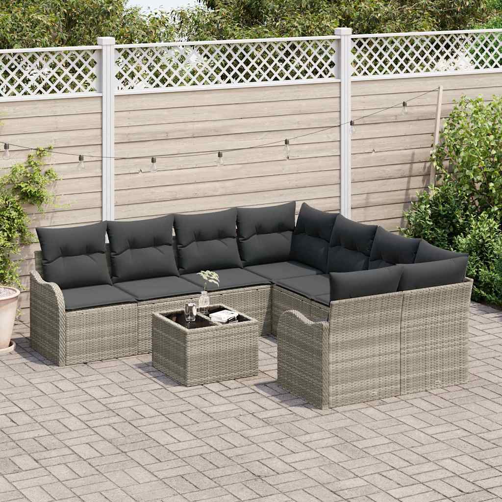 Tuin Sofa Set met kussen 9 pcs Licht Grijs en Donker Grijs is nu te koop bij PeponiXL, paradijselijk wonen!
