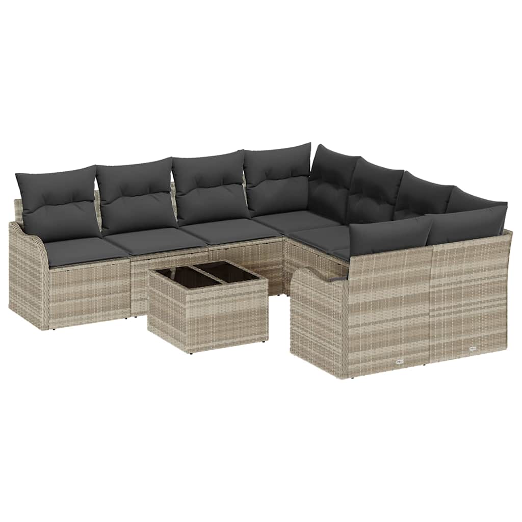 Tuin Sofa Set met kussen 9 pcs Licht Grijs en Donker Grijs is nu te koop bij PeponiXL, paradijselijk wonen!